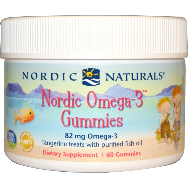 Omega-3 Gummies from Nordic Naturals deliver 273 mg of purified fish oil in a delicious tangerine flavor your child will love. Gluten, yeast and milk derivative free..